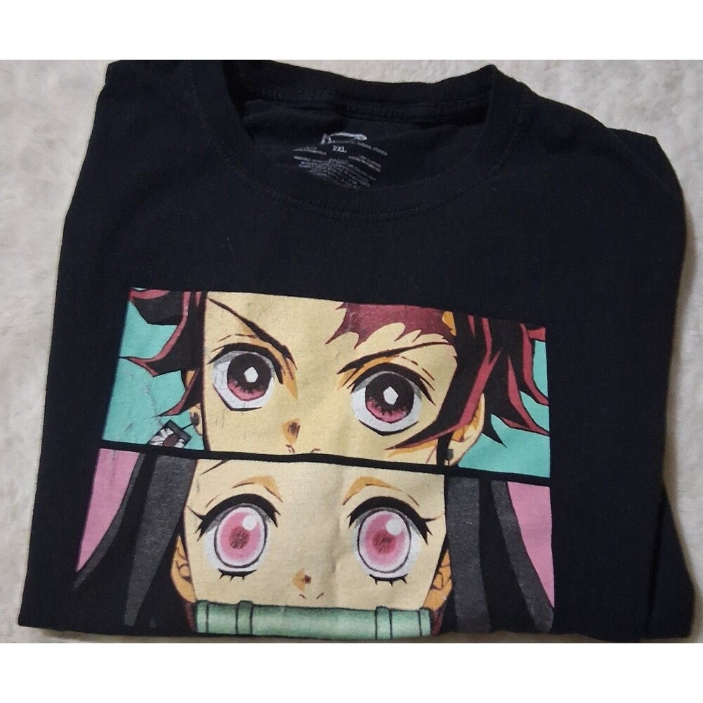 Demon Slayer Anime T-Shirt Black Graphic Tee sz 2xl